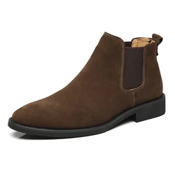 Size 36-46 Suede Chelsea Boots for Men Winter Shoes for Men Black Brown Ankle Boots Outdoor High Quality Bottes Zapatilla Hombre