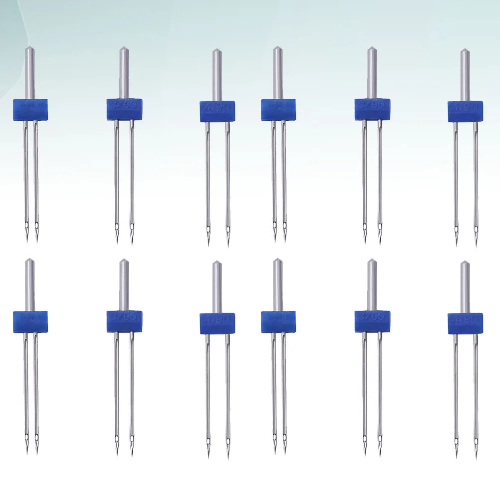 

12pcs Sewing Machine Needles Twin Double Knit Compatible Machines Decorative Stitches Durable Portable Storage