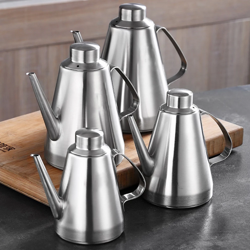 

Stainless Steel Oil Dispenser Bottle Drip Free Long Spout Leak Proof Sauce Vinegar Soy Sauce Kettle Kitchen Cooking Container