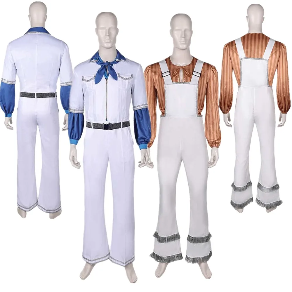 Benny Anderson Cosplay Uniform Costume Men ABBA Retro Band Shirt Jumpsuit Belt Outfits Adult Halloween Carnival Party Suit