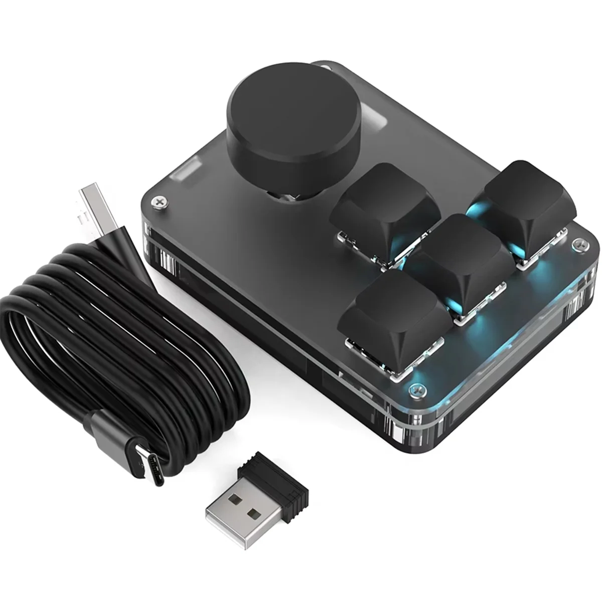 

ABGV 2.4G Mini Macropad Macro Programming Keyboard USB C RGB Hot Swap Gaming Custom Knob Keypads 4 Keys Knob Multimedia