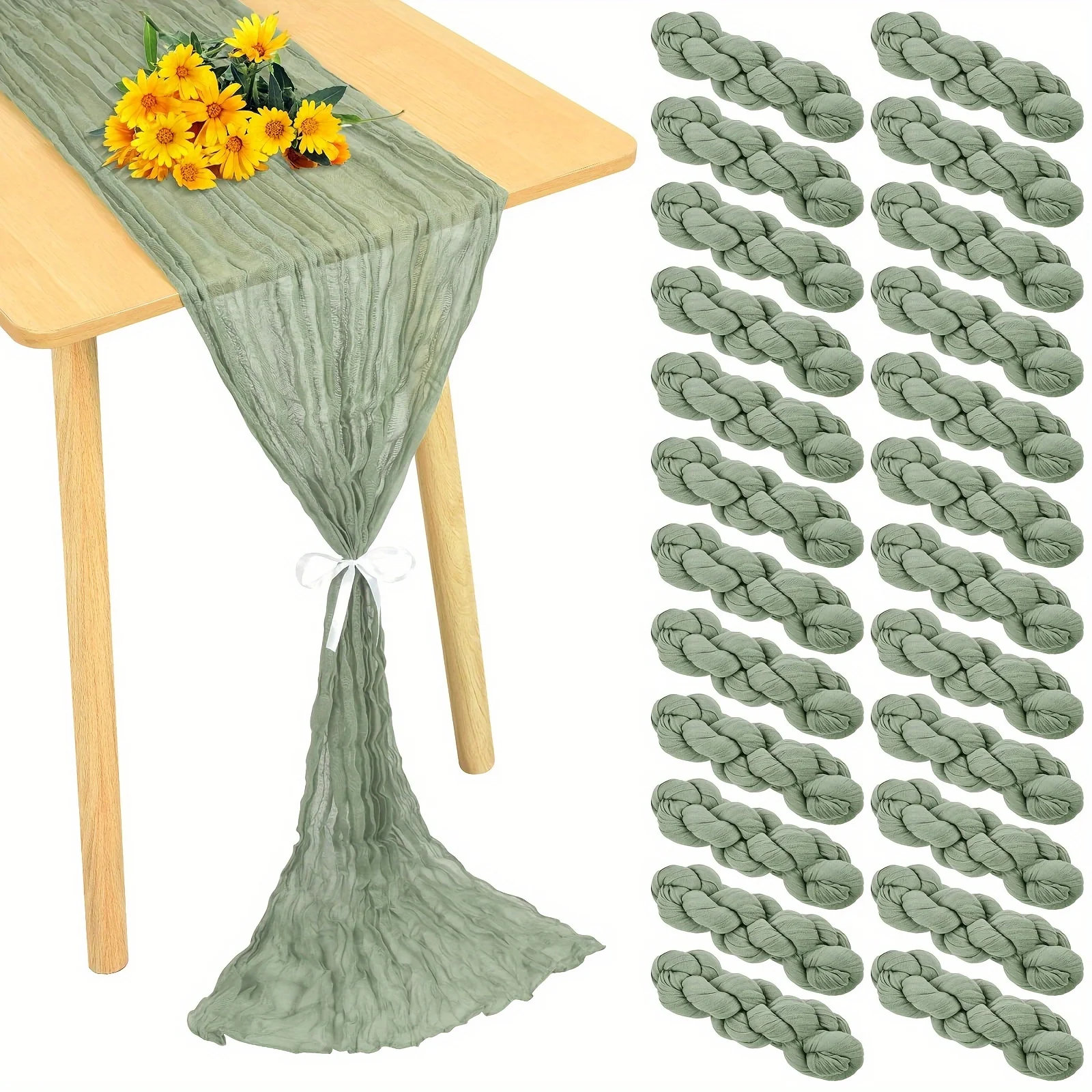 

24 Pack Cheesecloth Table Runner 20 X 120 Inch Cheese Cloth Table Runner Bulk, Romantic Boho Sheer Gauze Fabric Table