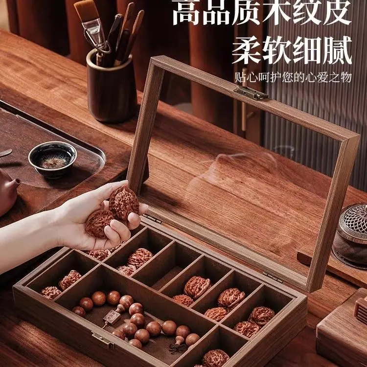 

Цвет черного ореха, коробка для хранения часов, коллекция Wenwan, деревянная коробка, большая вместимость, высококачественная пыленепроницаемая откидная коробка для дисплея