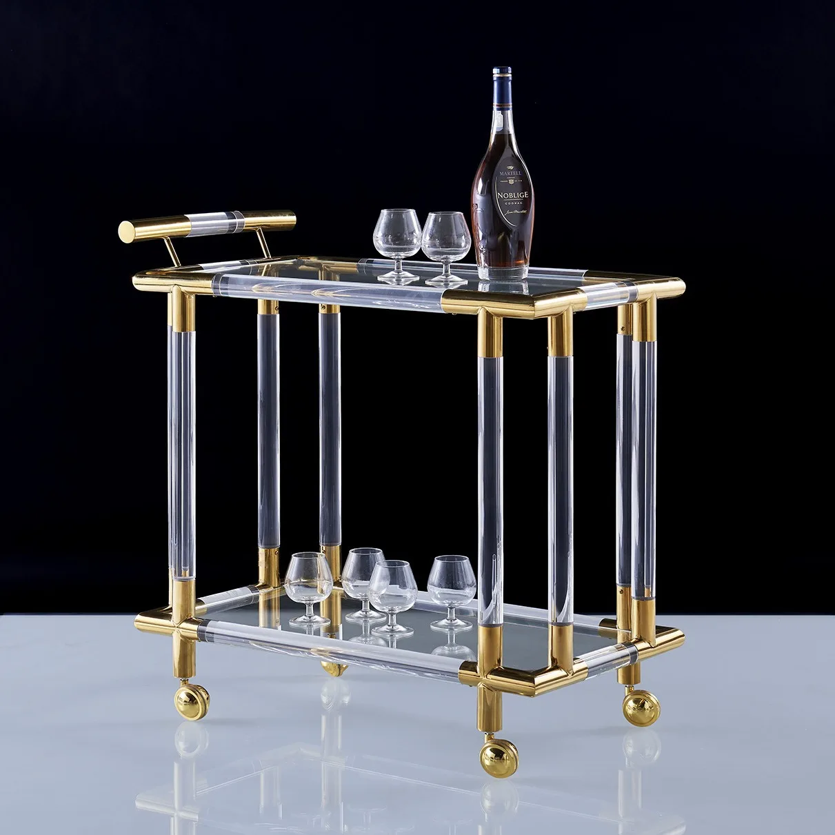 YJQ acrylic dining car hotel dining car stainless steel trolley drinks