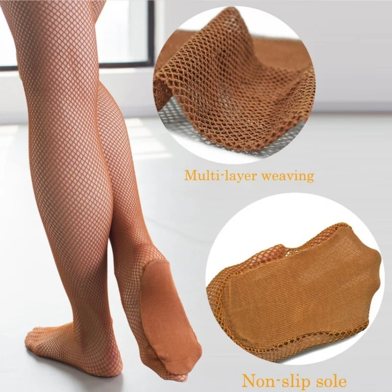 

3 Sizes Fishnet Pantyhose For Women Girls Professional Multi-layer Waving Hard Network Tights For Ballroom Latin Dance