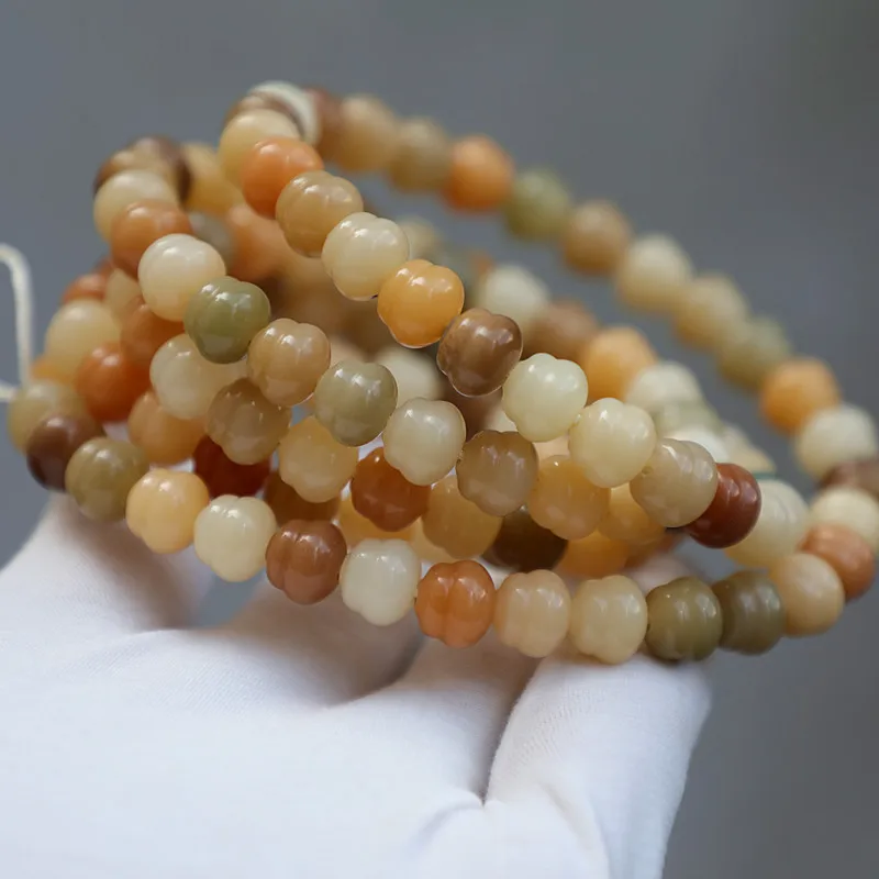 10*9 Gourd Bead Bodhi Root Bracelet, Oily, Aged Material, Multi-Colored Charm Chain