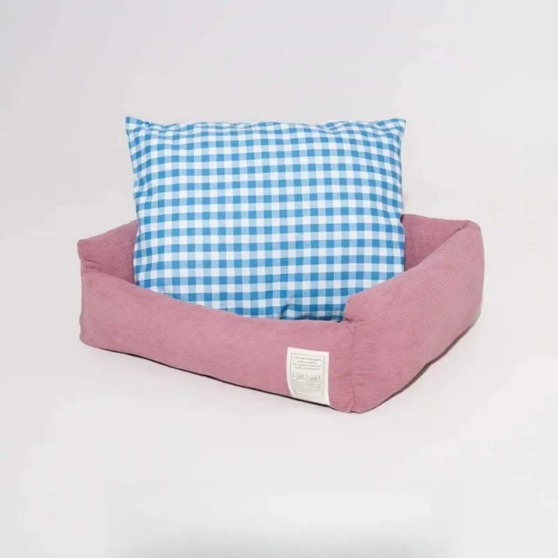 

Plaid corduroy pet nest warm cat litter kennel removable and washable inner core universal in all seasons