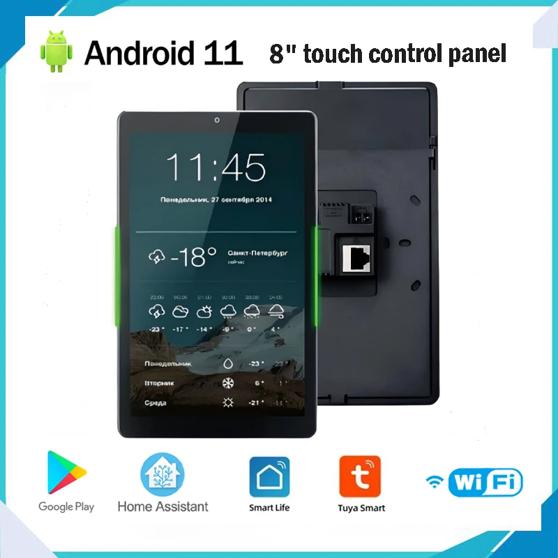 

Панель управления Inwall-Smart Home со светодиодными подсветками, Android 11, Wi-Fi, контроллером сенсорного экрана POE, 8-дюймовым помощником по дому 4G + 32G