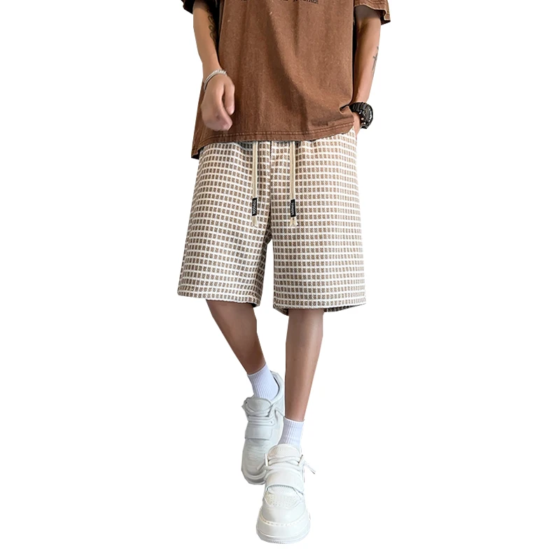 

Летние мужские шорты 2025: повседневные, спортивные, пляжные, прямого кроя, со средней посадкой, молодежные, с клетчатым узором