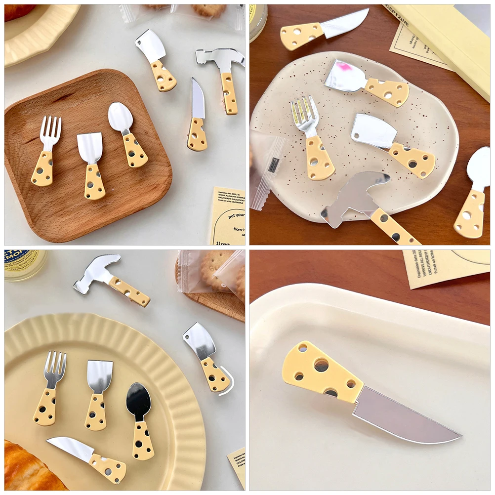 

6Pcs Cheese Mirror Hair Clips Cute Spoon Shape Accessories for Women Decorative Styling Barrettes Thin Thick Plastic Resin