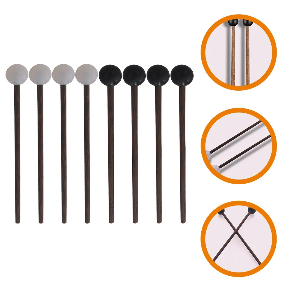 

8pcs Tongue Drum Mallets Wooden Handle Rubber Tips For Steel Drum Percussion Instruments Durable Smooth Lightweight Music