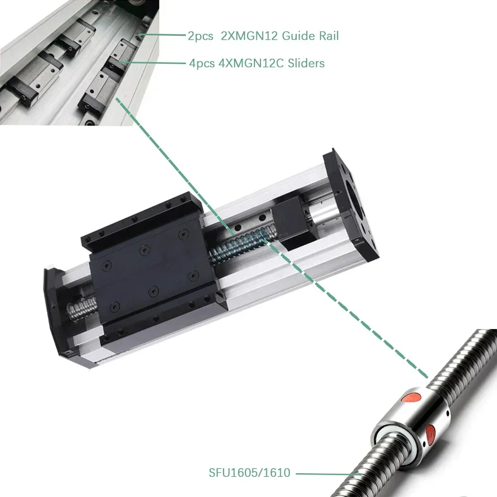 Copertura antipolvere della fase di scorrimento della guida lineare completamente chiusa 90mm larghezza 100-1500mm corsa SFU1605 1610 con motore