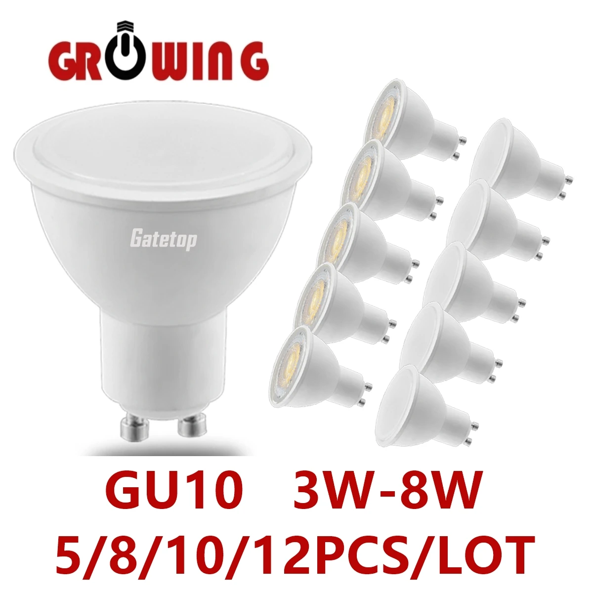 

1-10PCS LED spot light GU10 AC220V AC100V-240V No flicker Warm white light 3W 5W 6W 7W 8W You can replace the 50W halogen lamp