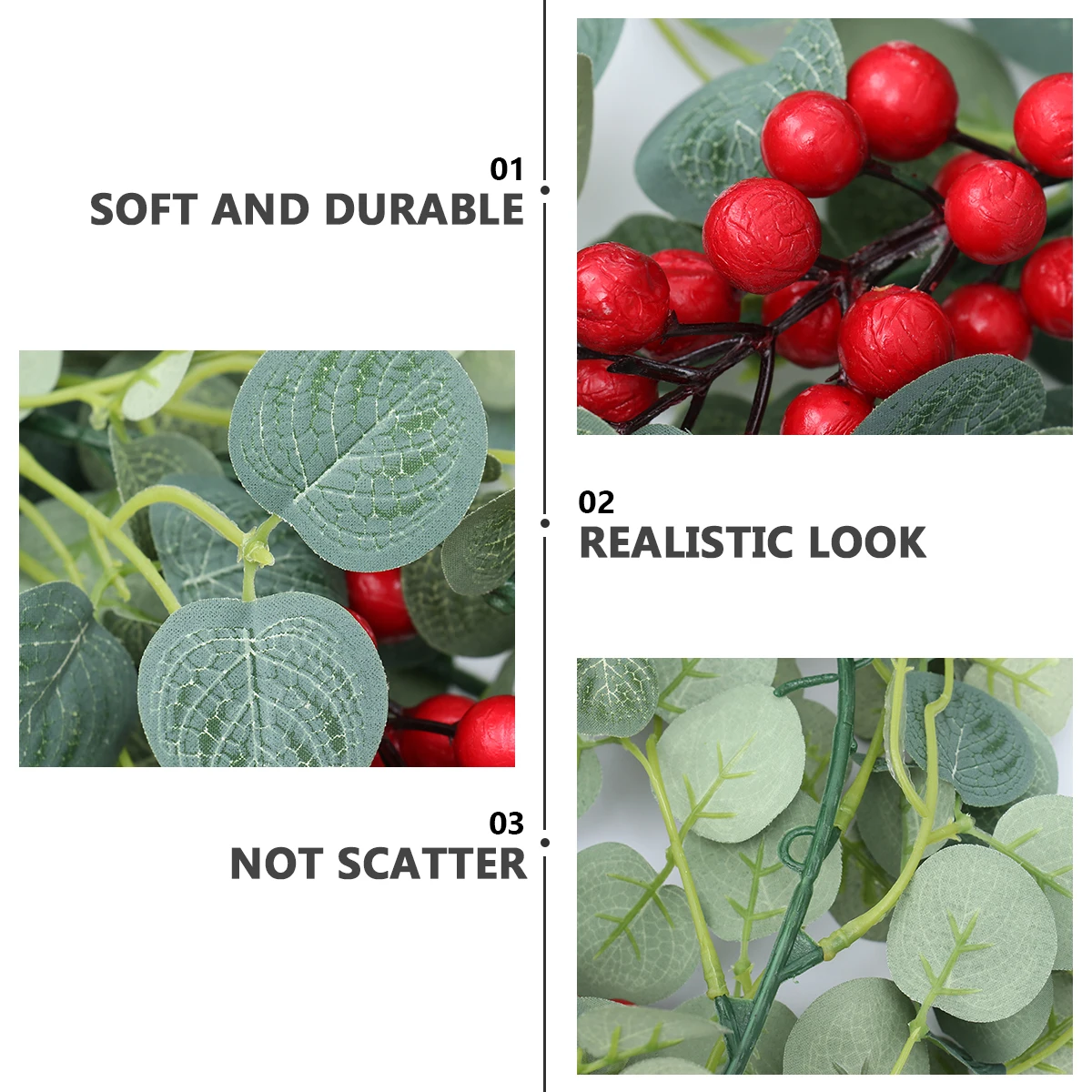 

Simulated Rattan Christmas Cane Red Berries Imitation Money Leaves Fresh Plant Home Party Holiday Banquet Decor