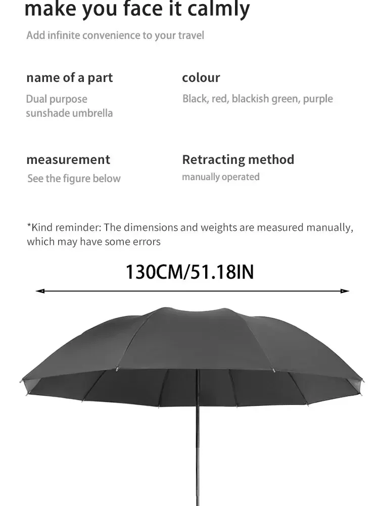 130cm Hochwertiger Zehn-Rippen-Regenschirm Wasserdicht Windbeständig Verstärkter Rahmen Manueller Großer Schutzschirm – Detail 5