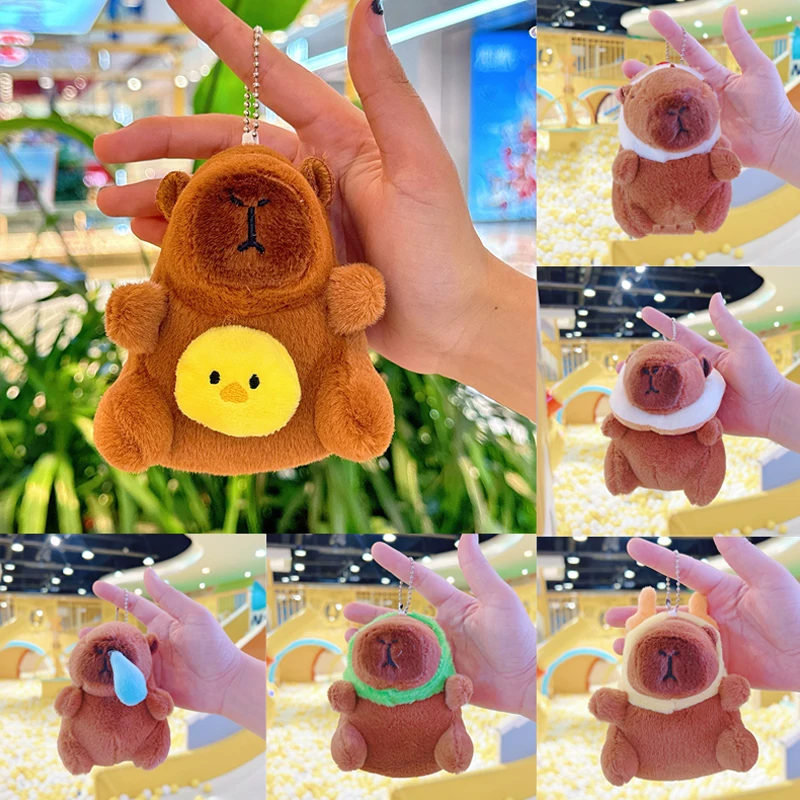 Capybara Plush Doll Cartoon Keychain Pendant Soft Stuffed Doll Backpack Pendant Car Bag Key Ring Decor Kid Gift Keychain