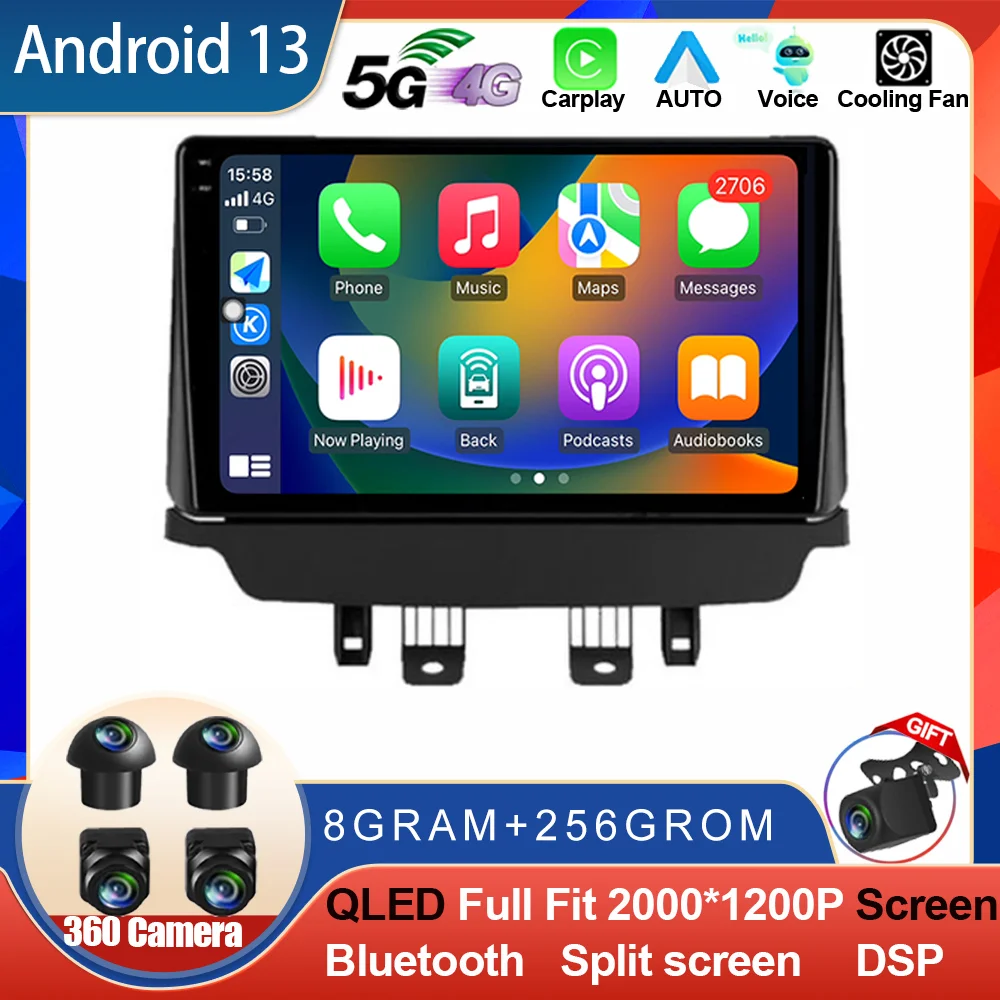 Android 13 For Mazda CX-3 CX3 Mazda 2 DK 2014 - 2021 Car Radio Multimedia Video Player QLED GPS Navigation Wireless Carplay Auto