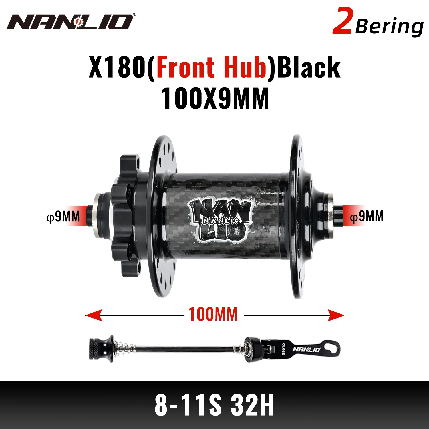 Nanlio X180 Carbon Fiber Mountain Road Bike Hub 32 Holes 180