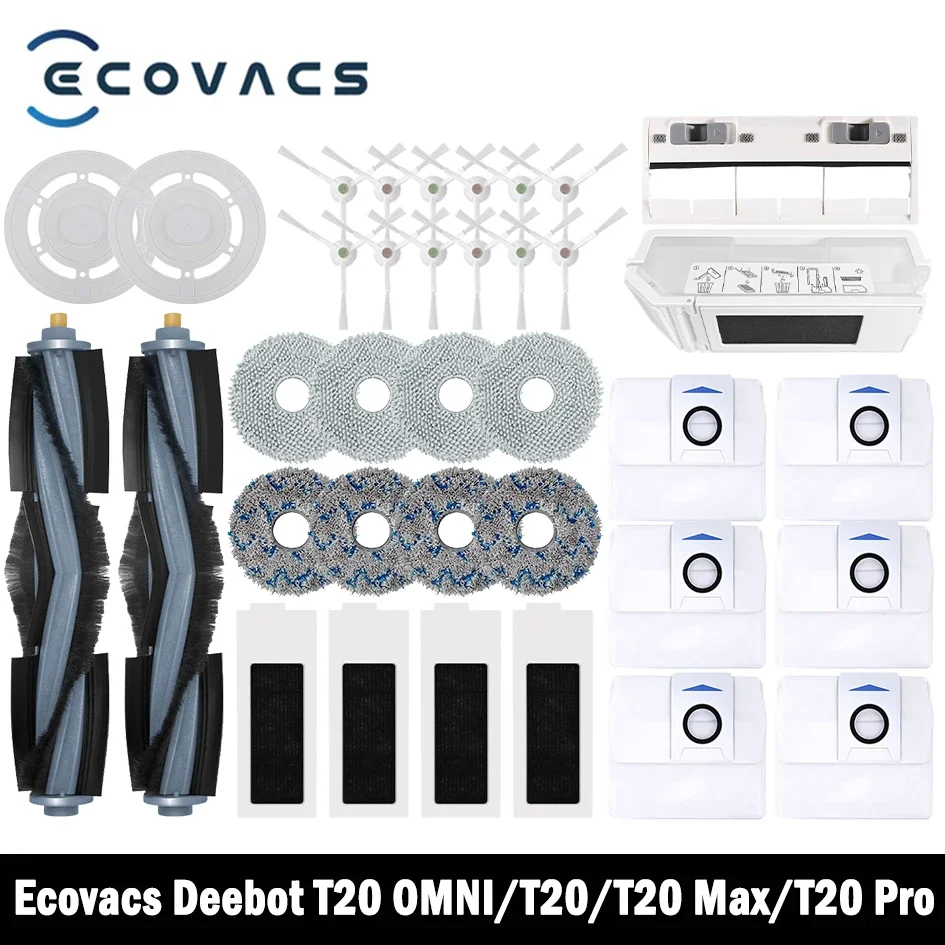 Ecovacs Deebot T20 OMNI/T20/T20e/T20S Pro Accessories Main Side Brush Mop Cloth HEPA Filter Dust Bag Replacement Spare Parts