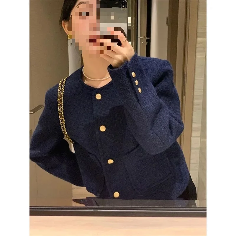 

Tweed Jacket Fringe Womens Winter Knitted Fleece-Like Plush Turn-Down Drawstring Relaxed Batwing Drop-Shoulder Cuffed Beaded Ins