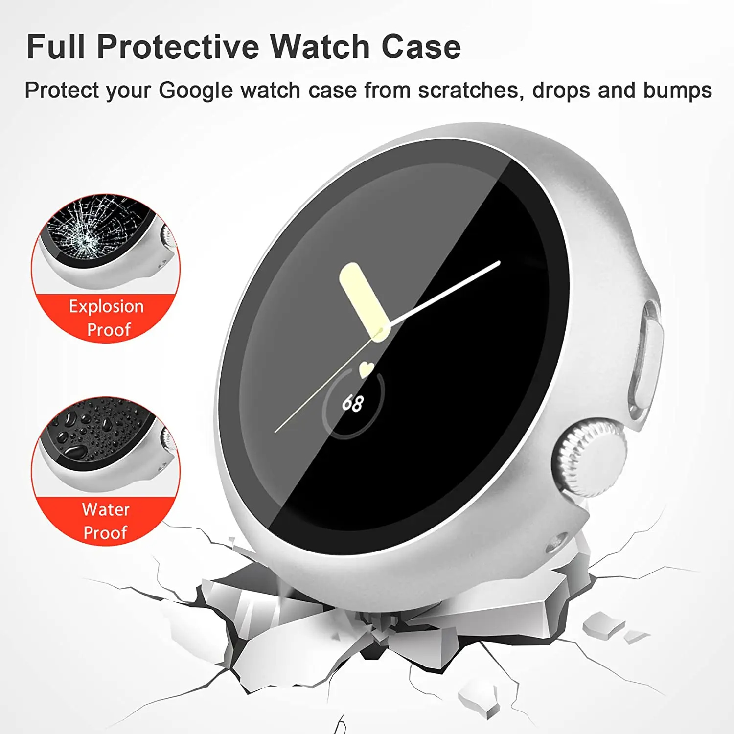 30PCS PC Cover for Google Pixel Watch 2 / 1 Smartwatch Hard Bumper Anti-Strach Tempered Glass Screen Protector Case