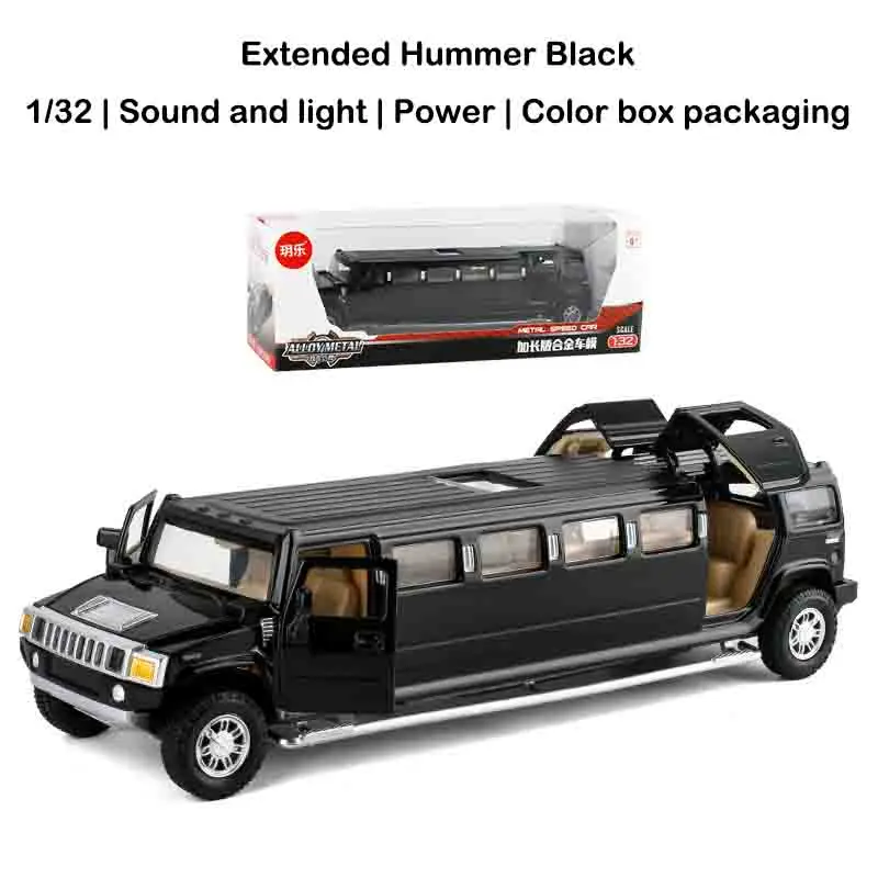 

1:32 сплав удлинить Hummer лимузин модель автомобиля металлические литья под давлением транспортные средства со звуком и светом откатная коллекция автомобилей игрушки подарки для детей