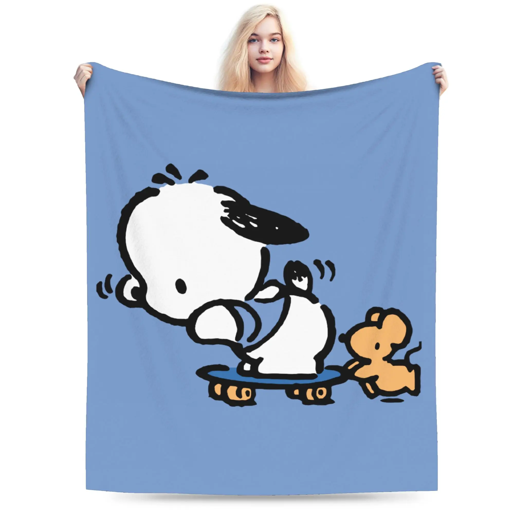 

Одеяло с милой собакой и рисунком Pochacco, бархатное летнее многофункциональное легкое одеяло для дома, автомобиля, покрывало