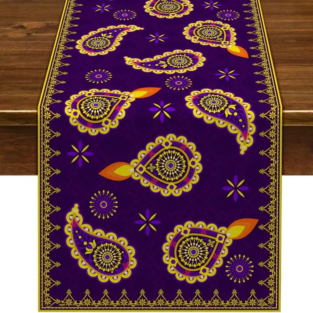 Happy Diwali Table Runners Candlestick Decoration Indian Diwali Home Kitchen Table Decorations and Household Supplies