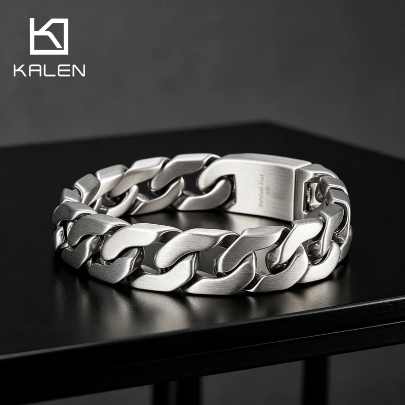KALEN Classic Stainless Steel Bracelet For Urban Professionals Men's Punk Cuban Chain Fashion Jewelry Gifts Essential Accessorie