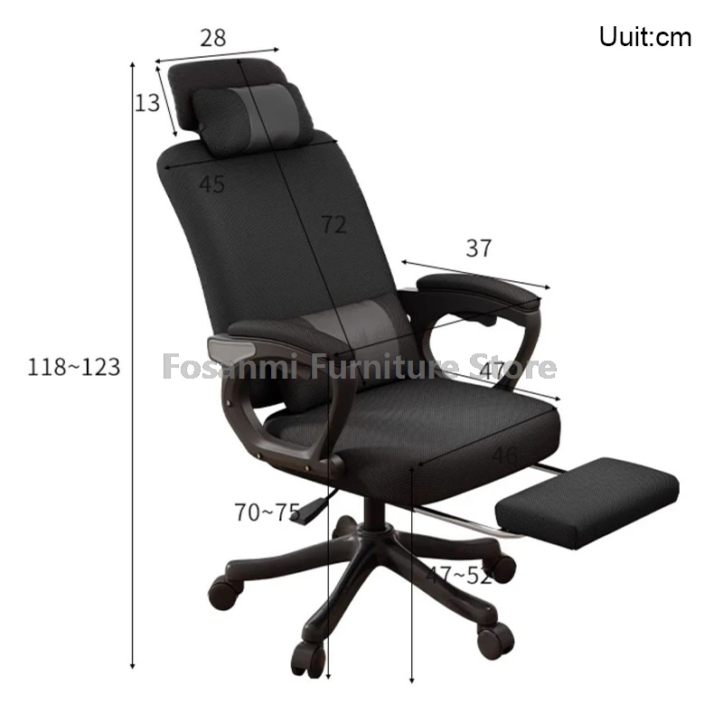 Sedia da computer da ufficio in rete elastica e traspirante Cuscino in lattice Comoda sedia da gioco per la casa con ruote Sedia da scrivania da gioco reclinabile
