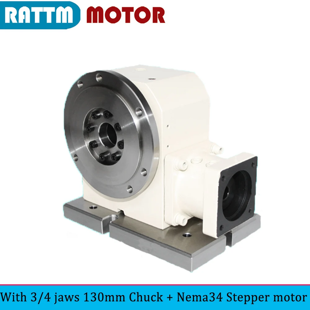 CNC 4th Axis Dividing head A axis Rotary axis For Metal High precision roller cam reducer 15:1 with 130mm chuck