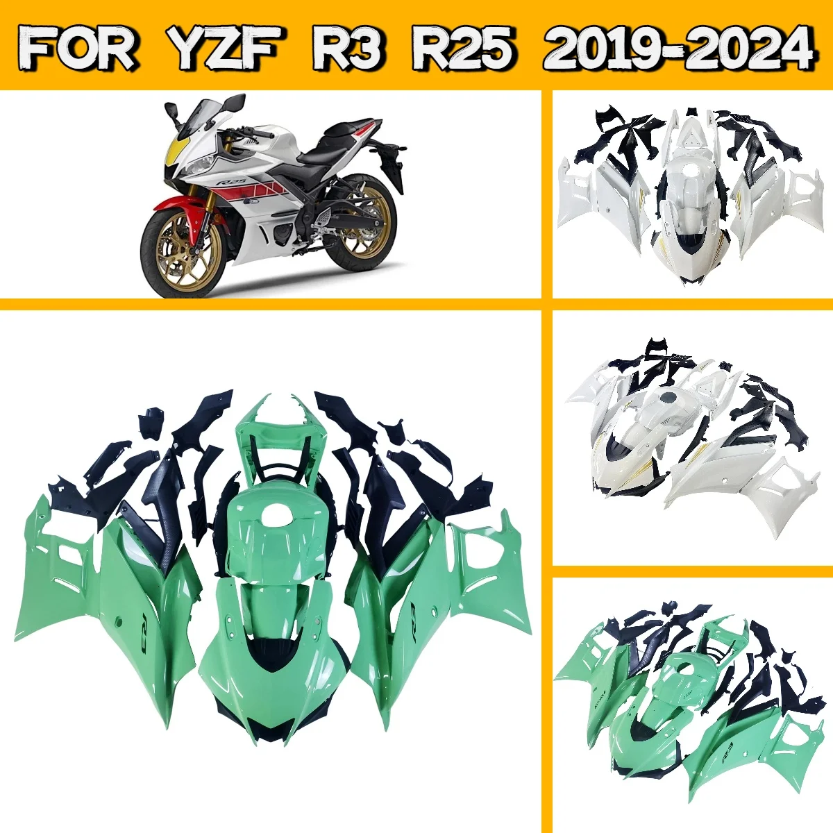 

Комплект обтекателей для мотоциклов Yamaha YZFR3 YZFR25 2019-2024 годов, пластиковые обтекатели из ABS для YZF R3 R25 19-24