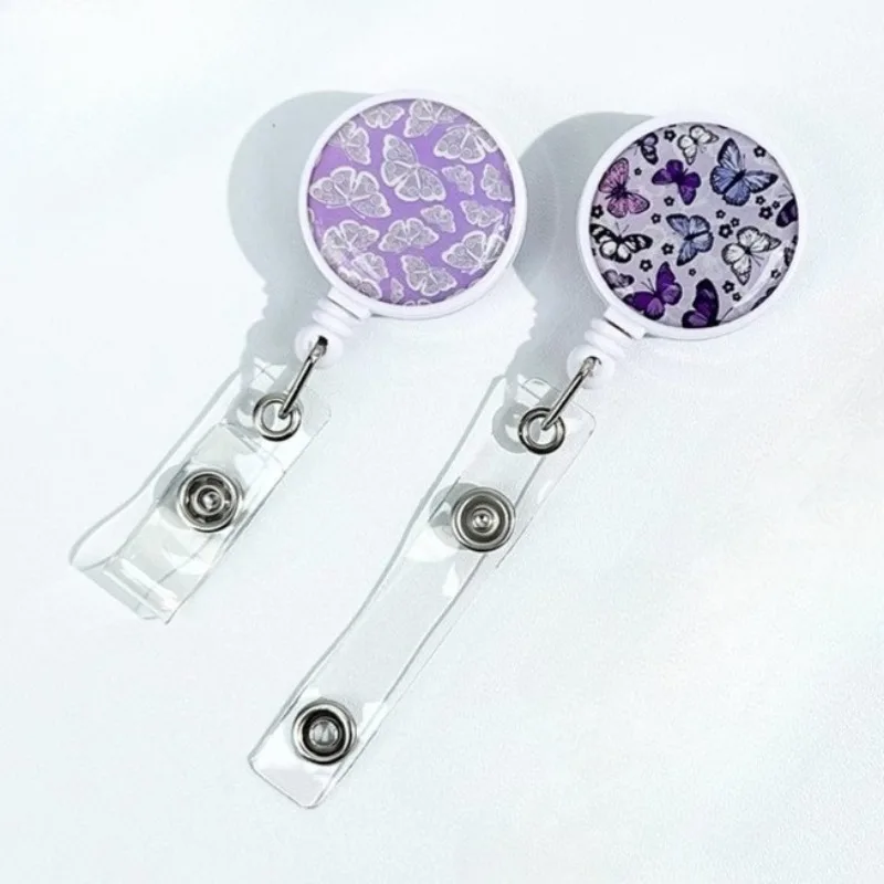 

1 шт., катушка для бейджа с рисунком бабочки, выдвижной зажим для идентификационной бирки, рабочий чехол с разрешением, зажимы для катушек для бейджей медсестры