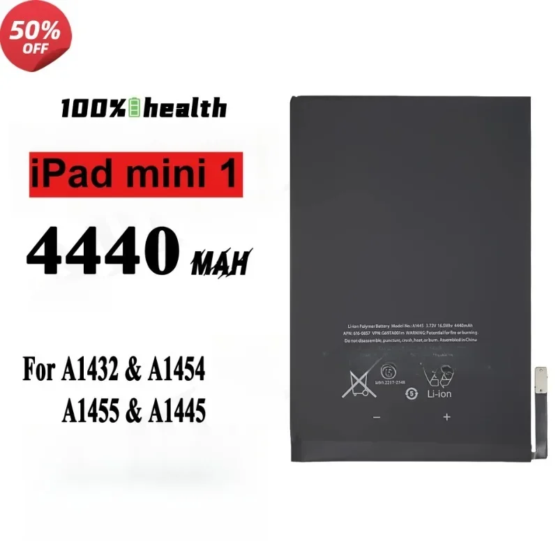 Battery For iPad Mini 6 5 4 3 2 1 Mini1 Mini2 Mini4 Mini5 Replacement Lithium Polymer Tablet Bateria A1538 A1445 A1546 A1550