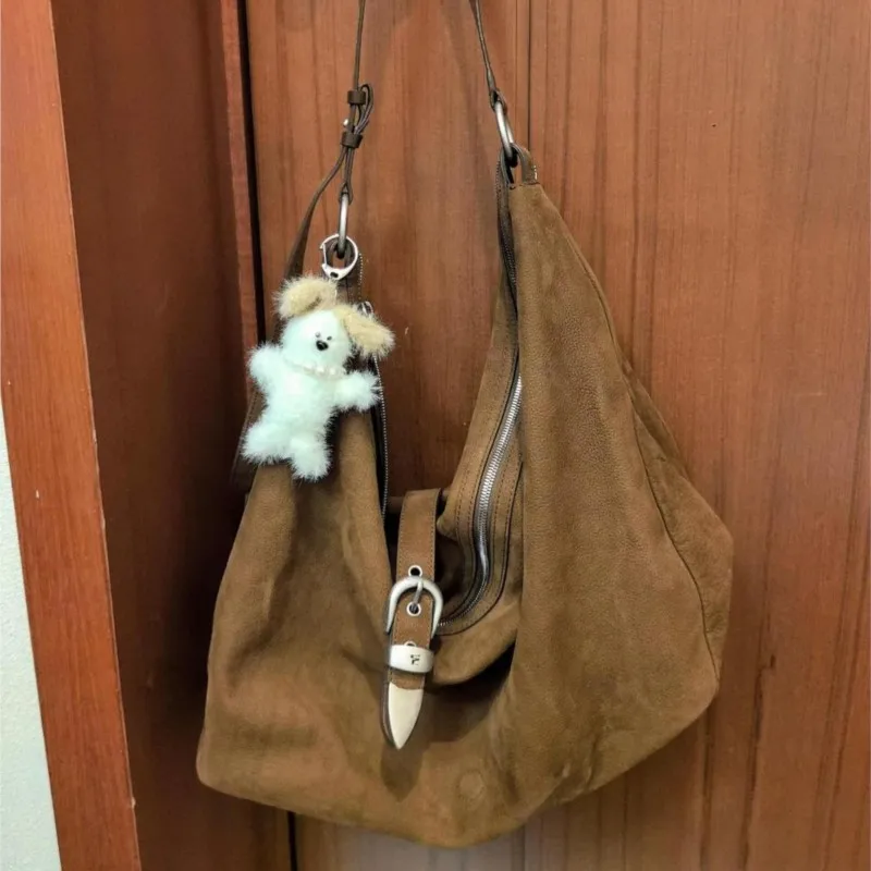 

JIAERDI Ретро Mulard коричневая большая сумка женская замшевая сумка на плечо большой вместимости женская модная универсальная повседневная сумка через плечо для поездок на работу