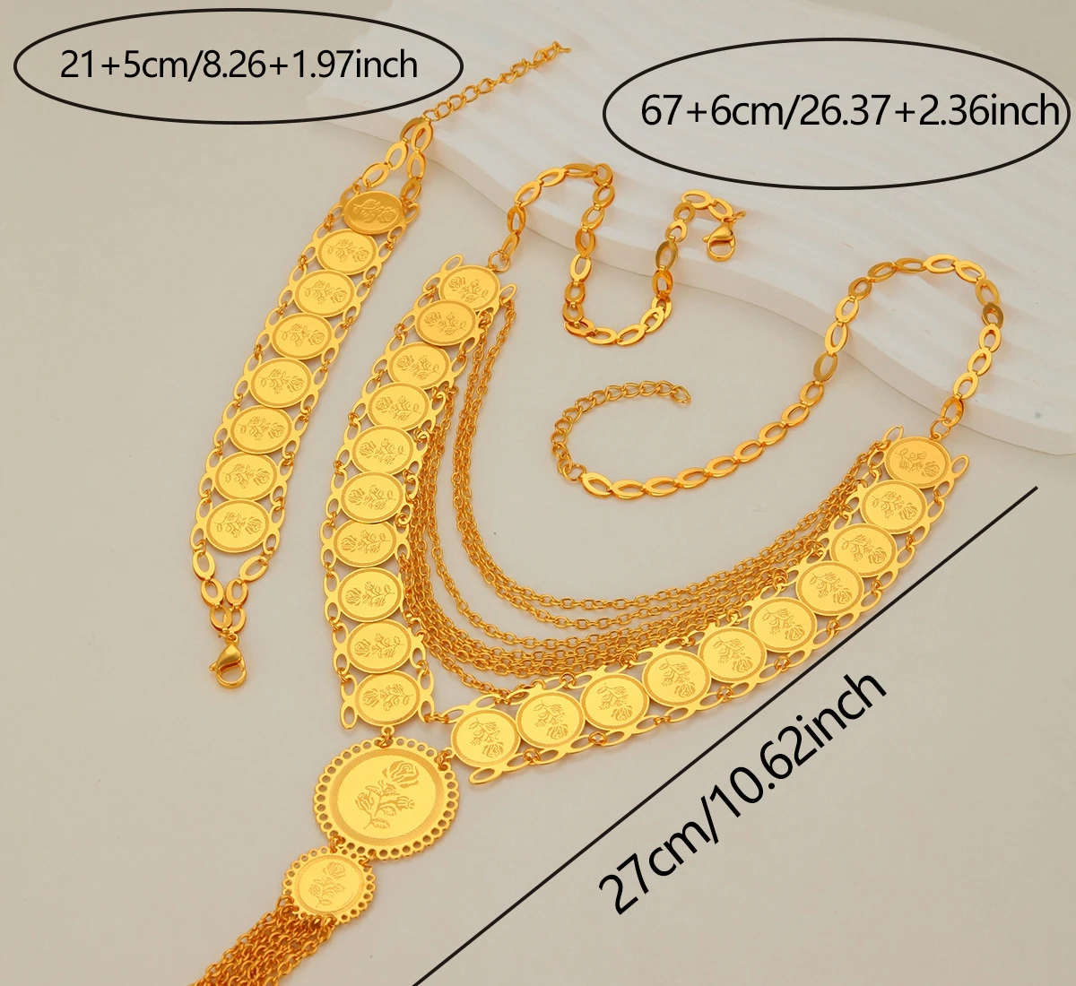 Mode Afrika Nahen Osten Dubai 24K Gold Überzogene Angepasst Halskette Armband für Liebhaber Hochzeit Schmuck Set DD10805