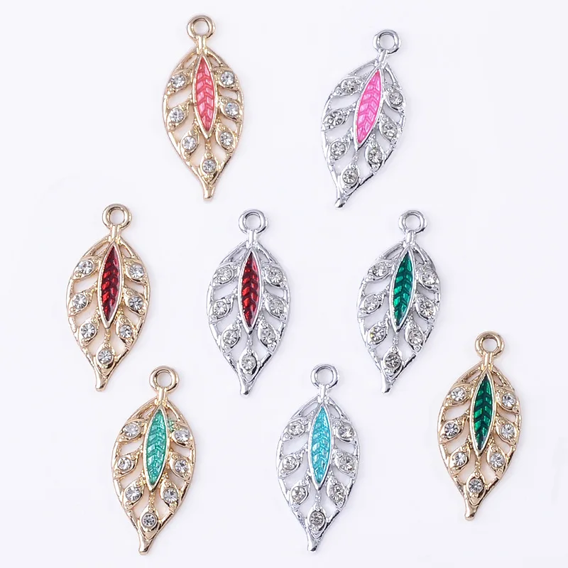 

UV color retention pendant, multi-color with diamond single hanging leaf alloy accessories pendant DIY women's earrings fringed
