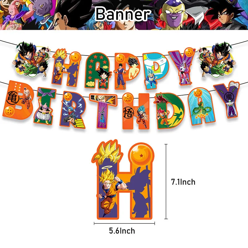 Dragon Ball Z tema pinggiran pesta dekorasi spanduk 2D balon kue sisipan Anime figur Prop Anak Festival Karnaval dekorasi