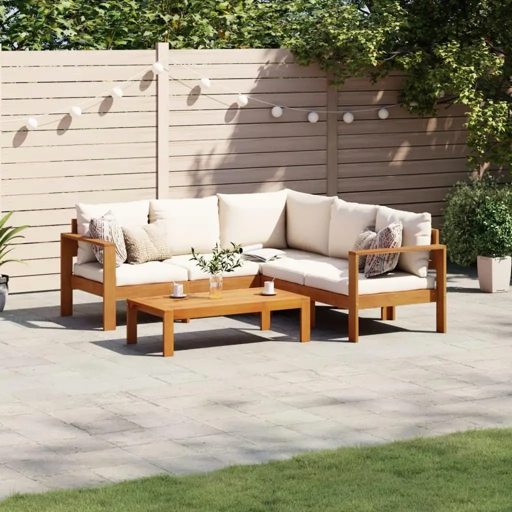 

Customizable 4 Piece Garden Sofa Set Includes 4 Cushions Solid Acacia Wood