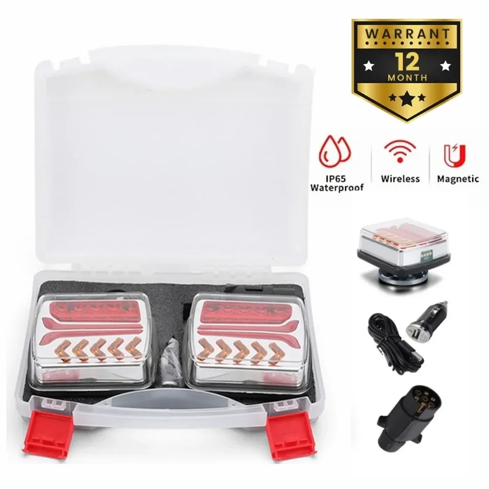 

12V 24V Wireless Magnetic LED Truck Tail Light Trailer Rear Light Signal Warning Brake Light For Trailer Caravan Camper Lorry RV