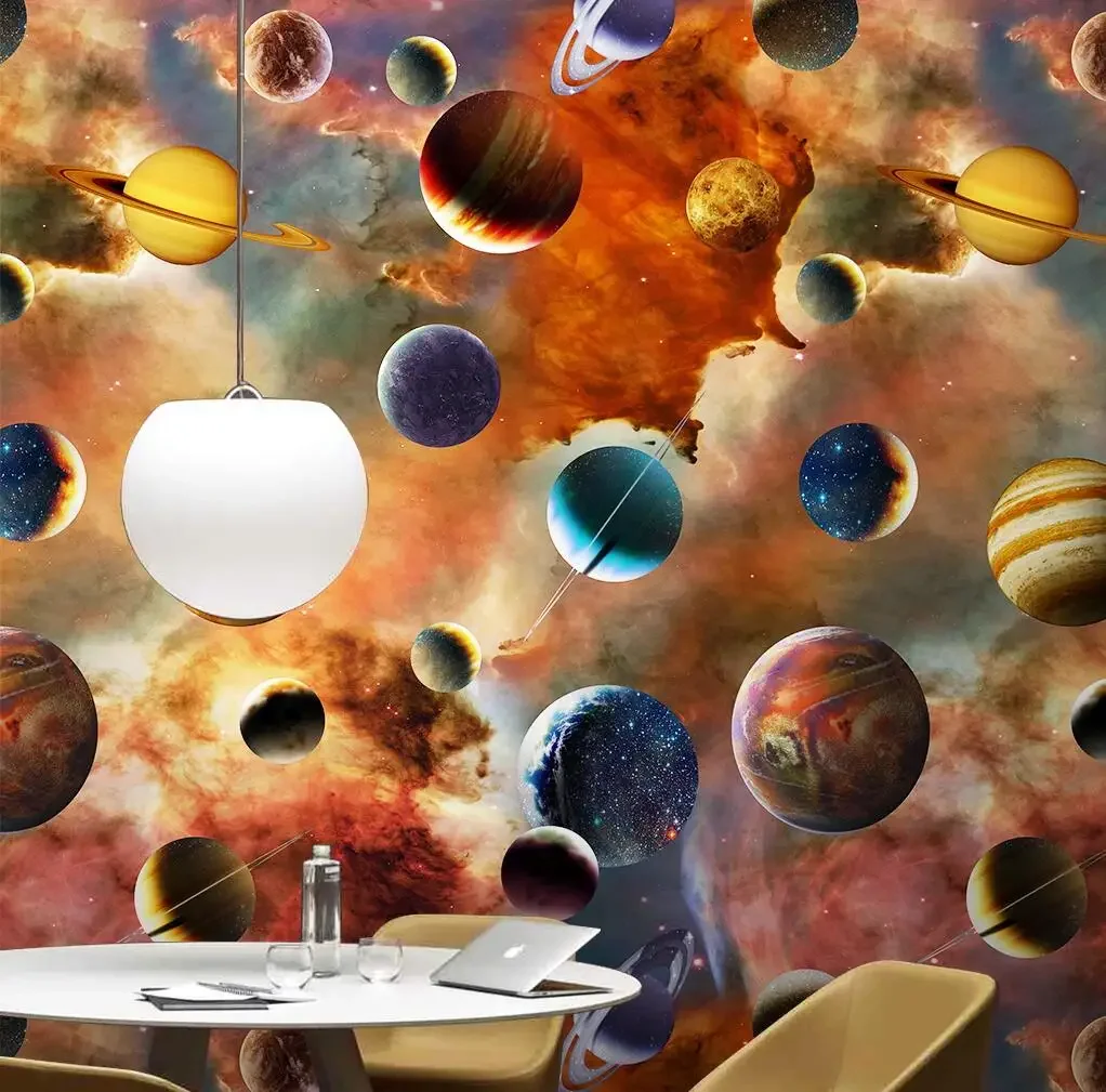 3d wallpaper Starry galaxy universe night sky stars black hole zenith ceiling background painting mural papel de pared