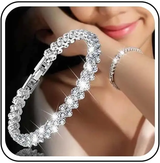 Andelaisi Boho Crystal Heart Bracelet Rhinestone Heart Link Chain Bracelet Sparkly Crystal Cz Bracelet Vintage Heart Chain Hand Bracelet Cz Tennis Slave Chain Bracelet for Women (Gold)