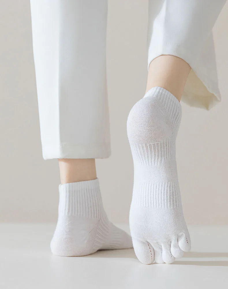 Calcetines tobilleros de malla para mujer, medias cortas de cinco dedos, absorbentes del sudor, con punta dividida, Color sólido, primavera y verano