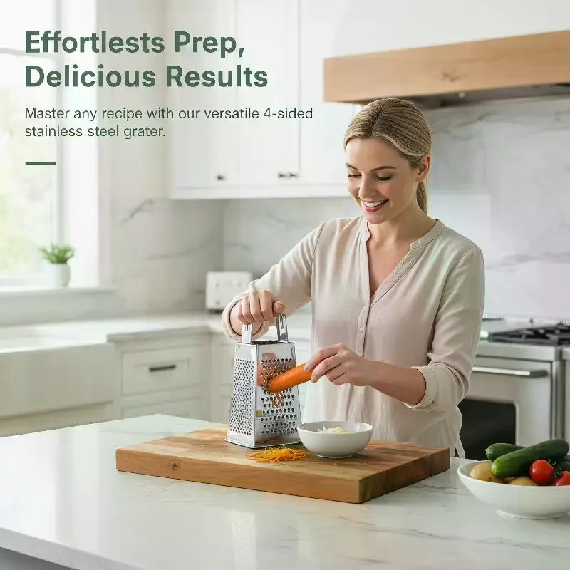 Stainless Steel Grater Multi-functional Thickened Stainless Steel Vegetable Slicer Four-sided Potato Slicer With Hand Guard