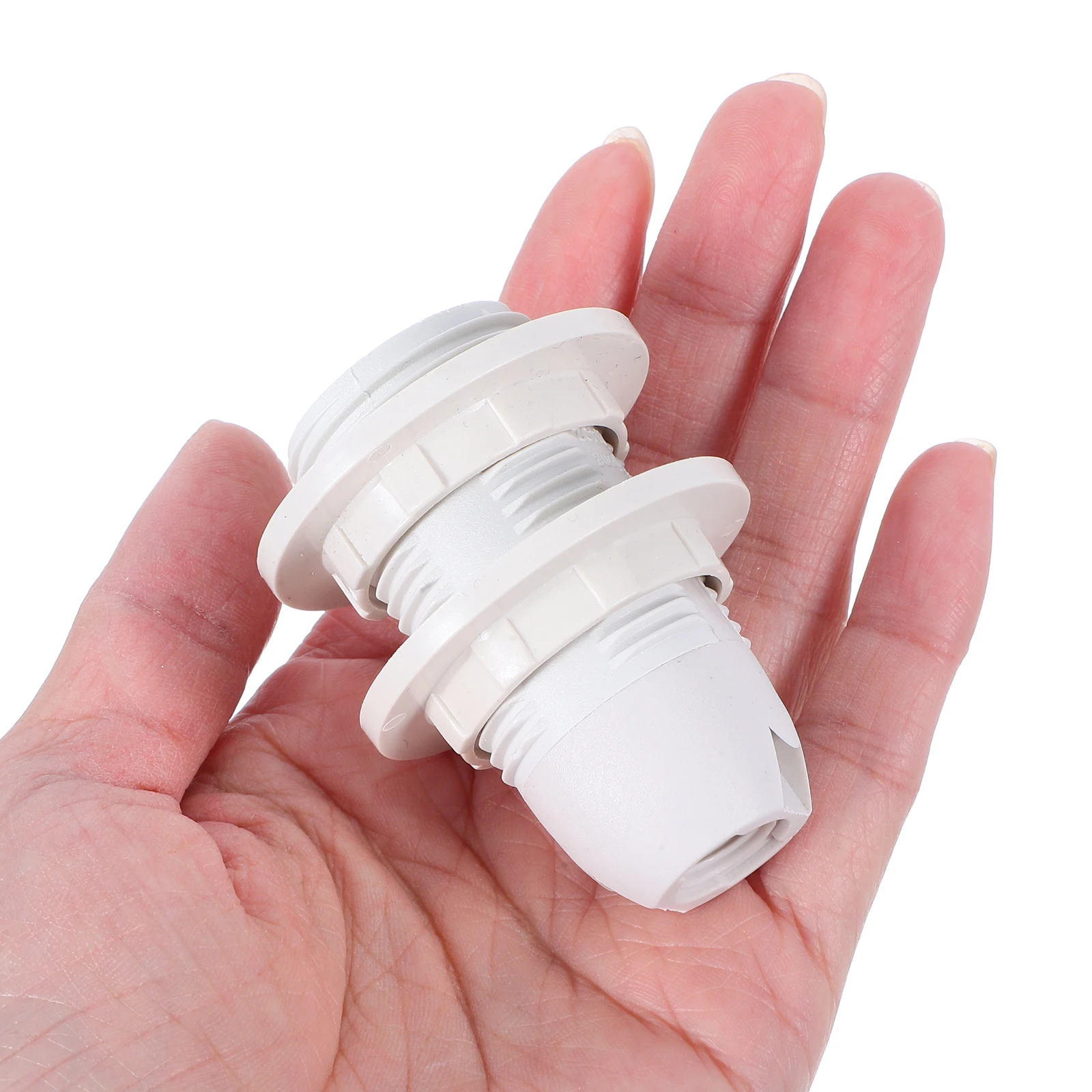 

2Pcs E14 Full Thread Lamp Holder Base White Plastic Light Bulb Socket Replacement Parts For Table Floor Lamps