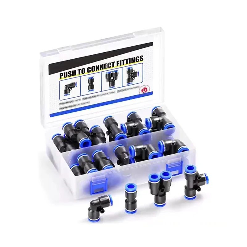40Pcs/Box 6mm/8mm PU/PY/PE/PL Kit Pneumatic Air Fittings Hose Connector Quick Release Connector
