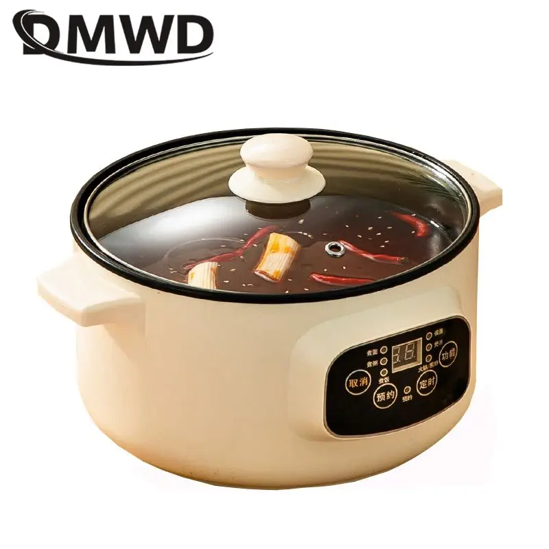 DMWD Mini Electric Multicooker Breakfast Maker Noodles Pasta Cooker Hot Pot Porridge Soup Cooking Pot For 1-3 People 220V