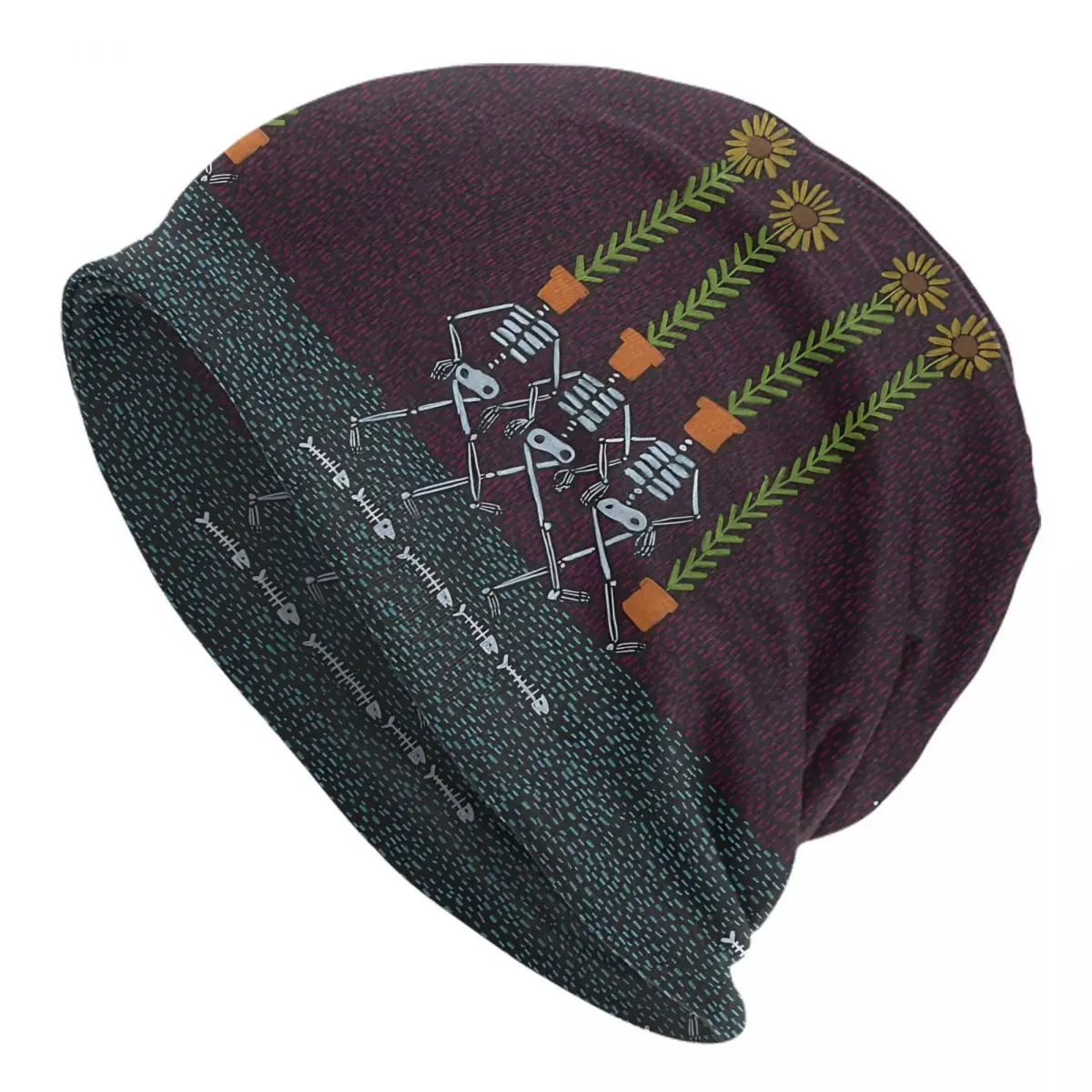 Sunflower Skeletons Men Women Thin Beanies Windproof Ski Cap Double Layer Fabric Bonnet Hat