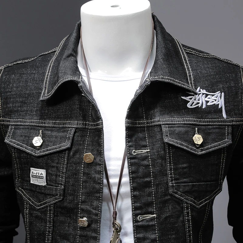 New Arrivals Men\'s Denim Jacket Loose Embroidered Brand Coat Brand Street Wear Classic Good Quality Spring Autumn Male Clothes