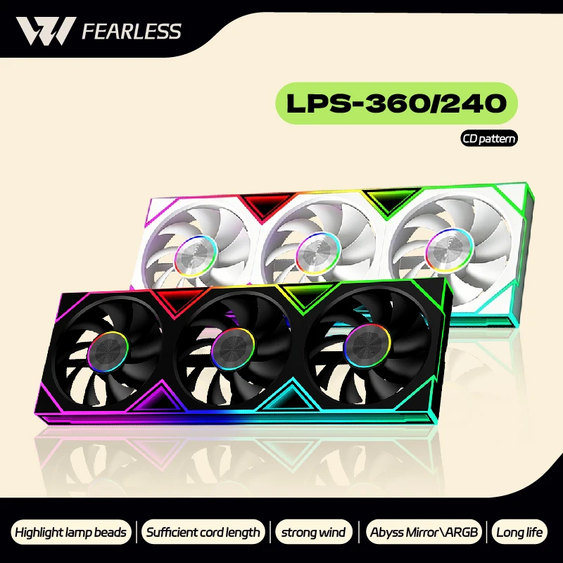 OEM LPS-240/360 Siamese Fan ARGB PC Fan PWM Silent Abyss Mirror Long Life Large Air Volume 12V Computer Case Cooling Fan